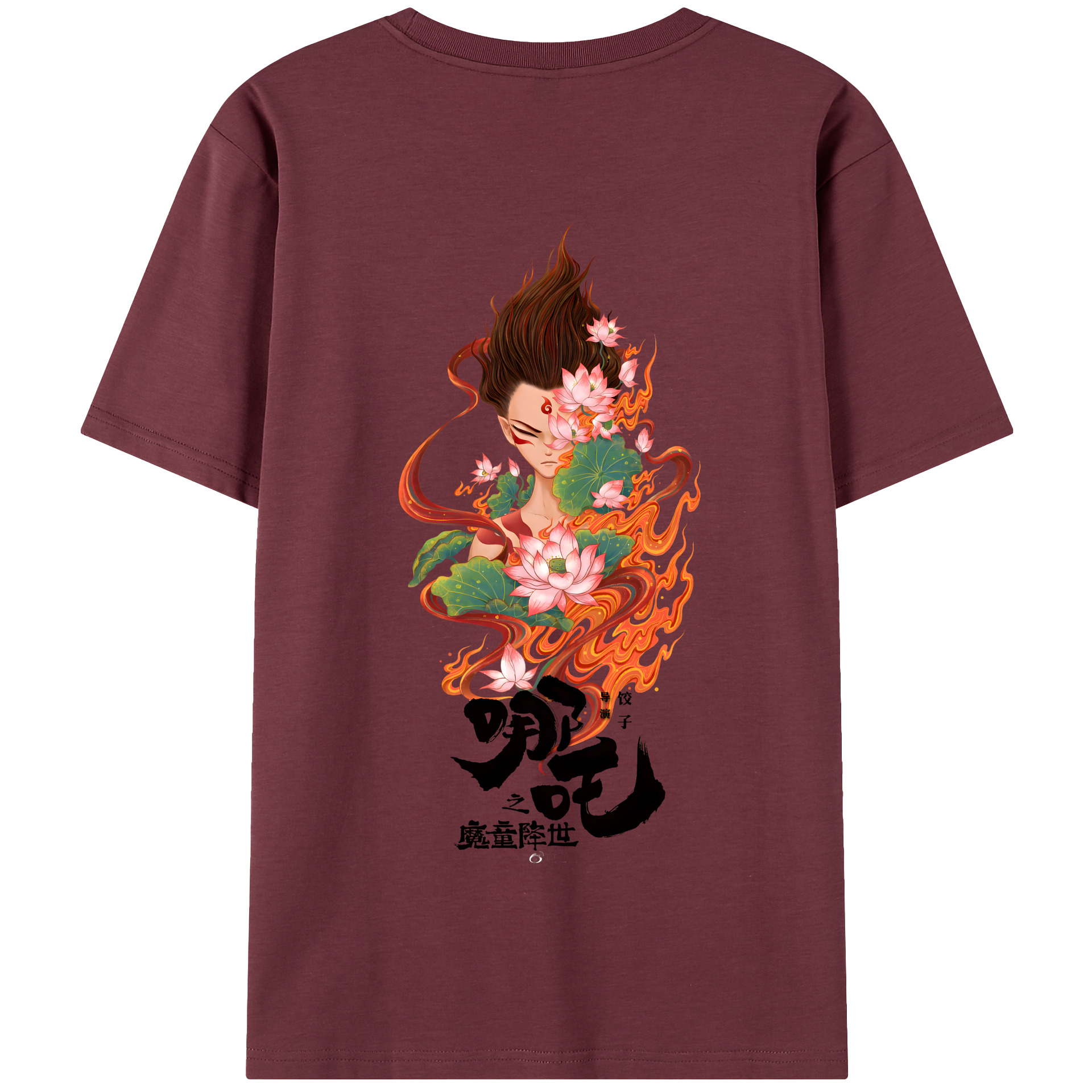 （画像用） Ne Zha 2 ナタ 魔童の大暴れ 綿100％半袖Tシャツ（背面プリント）